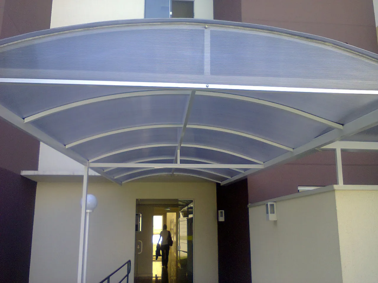 A modern retractable awning over a patio.